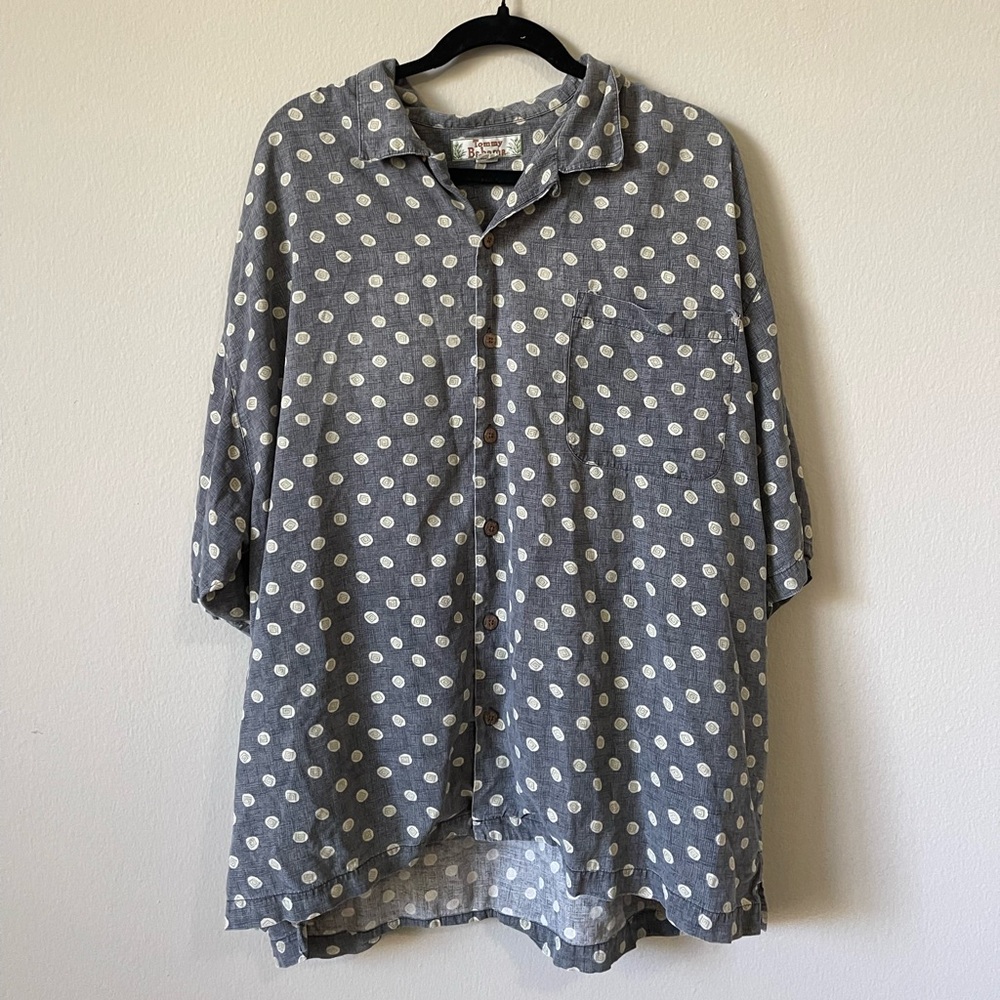 Tommy Bahama 100% Silk Button Down Shirt Blue